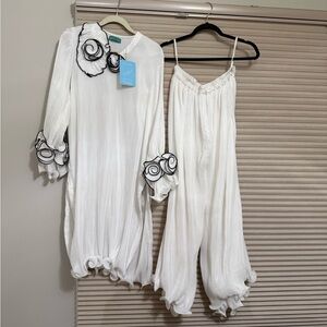 White Two-Piece Set with Black Trim